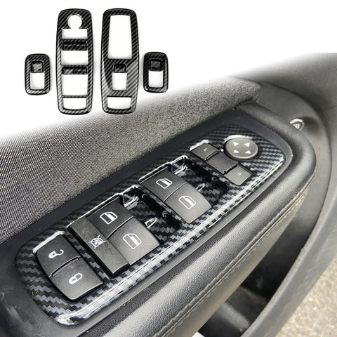Carbon Fiber Look Window Lift Switch Button Cover For Dodge Charger Durango RAM