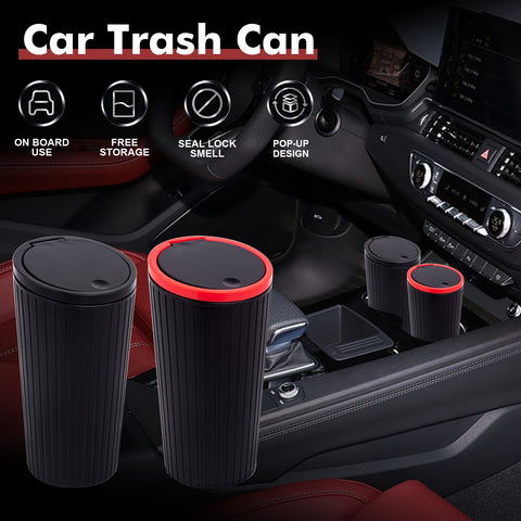 Car Cup Holder Trash Can with Lid Mini Dustbin Garbage Organizer Universal Fit