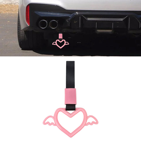 x xotic tech JDM Angel Wing Shaped Tsurikawa Subway Train Bus Handle Straps Drift Charm Rear Bumper Warning Loops Ring for Cars, SUV Interior Exterior Decoration