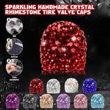 4x Handmade Crystal Rhinestone Universal Car Tire Valve Caps Chrome Accessories