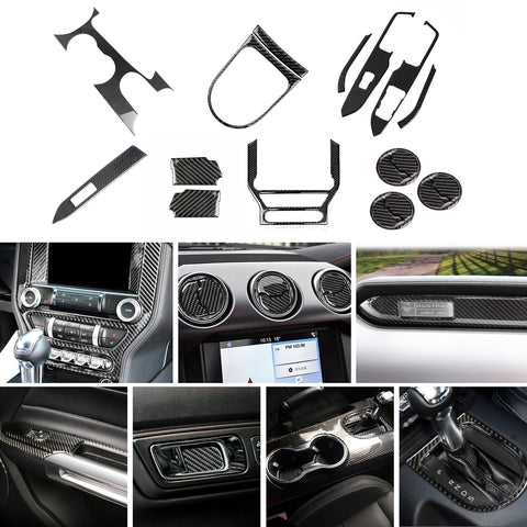 Carbon Fiber Inner Air Vent Handle Bowl Window Lift Combo Trim For Mustang 2015+