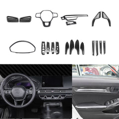 Carbon Fiber Look AC Vent Outlet Window Switch Frame Cover For Honda Civic 22-up