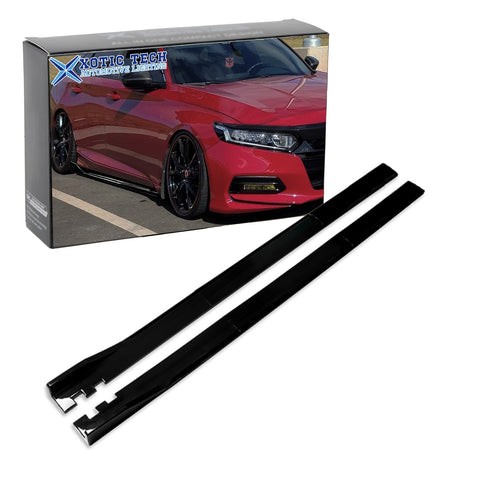 78.7 Inch/2M Car Lower Side Skirts Protect Rocker Panel Splitter Winglets Diffuser Bottom Line Extension Body Kit Universal Fit Most Vehicles (Glossy Black w/ Black Strip)