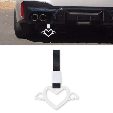 x xotic tech JDM Angel Wing Shaped Tsurikawa Subway Train Bus Handle Straps Drift Charm Rear Bumper Warning Loops Ring for Cars, SUV Interior Exterior Decoration