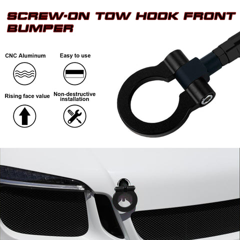 2X JDM Style Aluminum Towing Hook+Tow Strap For Porsche Carrera 911 991 2014-up