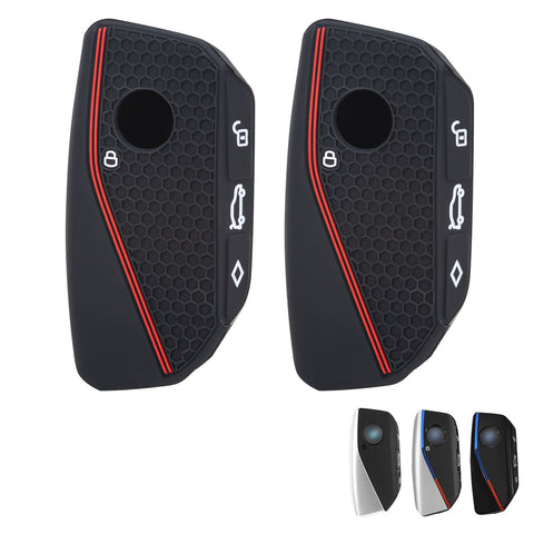 x xotic tech Soft Silicone Key Fob Cover Case Compatible with BMW X7 IX IX3 I5 M60 X1 X2 X3 X5 X6 XM I7 5 7 Series 740i 760i 2023 2024 2025 2026, Intelligent Car Side Button Smart Key Protector