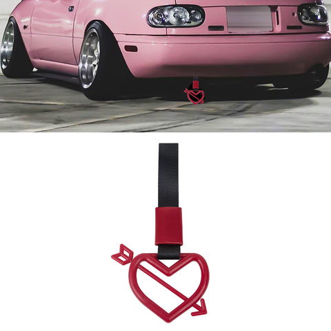 x xotic tech JDM Cupid's Arrow Shaped Tsurikawa Subway Train Bus Handle Straps Drift Charm Rear Bumper Warning Loops Ring for Cars, SUV Interior Exterior Decoration