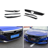 Carbon Fiber Black Front Hood Grille Bumper Lip Cover Trims For Accord 2018-20