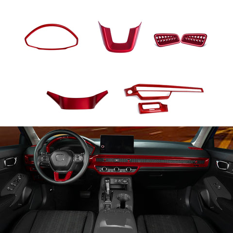 Red Steering Wheel Upper Stripe Bottom Panel Cover Trim For Honda Civic 22-up