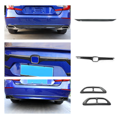 Carbon Style Rear Trunk Lid Exhaust Pipe Cover Trim For Honda Accord 10th Sedan