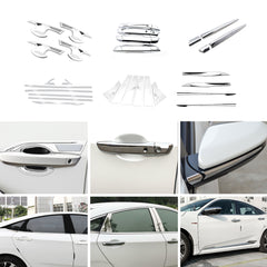 For Honda Civic Sedan 16-21 Chrome Side Mirror Stripes Window Pillar Cover Trim