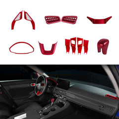 Sporty Red Steering Wheel Upper Bottom Handle Bowl Cover For Honda Civic 22-up
