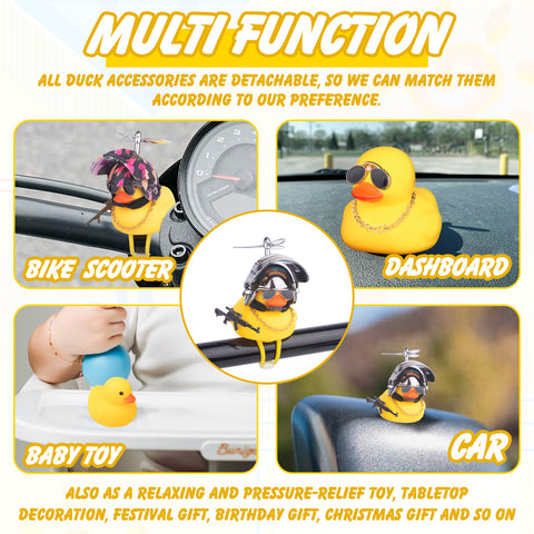 x xotic tech Rubber Duck Bike Bell Decoration, Cute Yellow Squeeze Duck Bicycle Accessories w/Propeller Helmet for Car Dashboard Motorcycle Scooter Handlebar Horn Kids Toddler Toy Outdoor