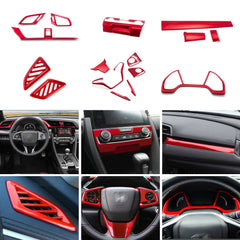 Red Center Console Panel AC Vent Frame Molding Cover For Honda Civic 2016-2021