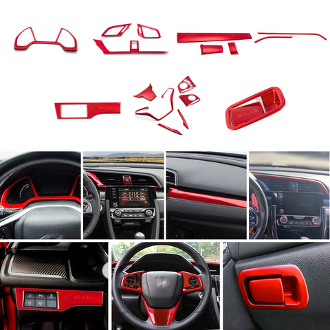 Sporty Red Center Console Air Vent Stripe Molding Trim For Honda Civic 16-2021