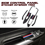 Carbon Fiber Handle Bowl + Window Lift Control Panel Cover For Mustang 2015-2022