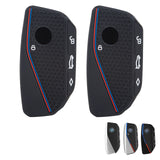 x xotic tech Soft Silicone Key Fob Cover Case Compatible with BMW X7 IX IX3 I5 M60 X1 X2 X3 X5 X6 XM I7 5 7 Series 740i 760i 2023 2024 2025 2026, Intelligent Car Side Button Smart Key Protector