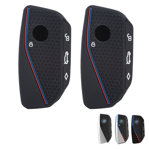 x xotic tech Soft Silicone Key Fob Cover Case Compatible with BMW X7 IX IX3 I5 M60 X1 X2 X3 X5 X6 XM I7 5 7 Series 740i 760i 2023 2024 2025 2026, Intelligent Car Side Button Smart Key Protector