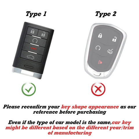 Xotic Tech Gloss ABS Key Fob Shell Cover w/Keychain, Compatible with Cadillac ATS CTS XTS DTS SRX Escalade Chevrolet C7 Corvette 4 5 6 Buttons Smart Keyless Entry Key OUC6000066 5923887 22756465