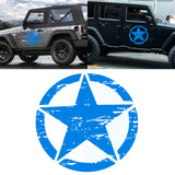 For Jeep Front Hood Sticker - Black/ White/ Yellow Army Military Star Vinyl Graphic Decal for Car Body Trunk Side Fender Door Bumper