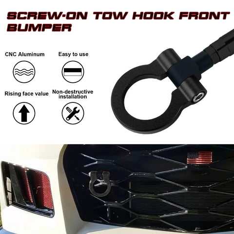 2Pcs Sporty Style Front Bumper Tow Strap+Tow Hook For Chevrolet Camaro 2016-2023