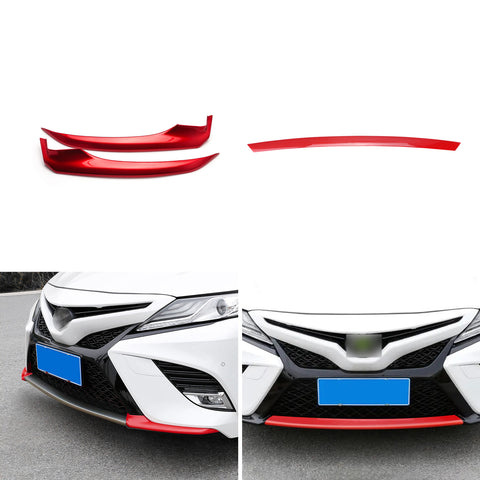 Red Front Bumper Corner + Red Carbon Fiber Center Cover For Camry SE XSE 18-2020