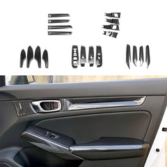 Carbon Fiber Style Door Window Switch Armrest Panel Decor For Honda Civic 22-up