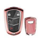 Pink Soft TPU Remote Control Smart Key Fob Cover Compatible with Cadillac ATS 2013-2019, CT6 2016-2020, XT5 2017-2021, XT4 2018-2021, Escalade 2019-2021,CTS 2014-2021, SRX XTS 2015-2021