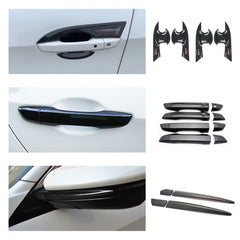 Carbon Fiber Style Door Handle Bowl Side Mirror Stripes Cover For Civic 16-2021