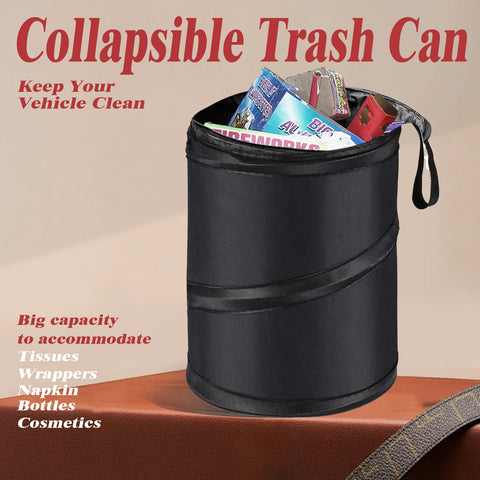 Automotive Portable Large Trash Can Garbage Holder Container Waste Basket Bin