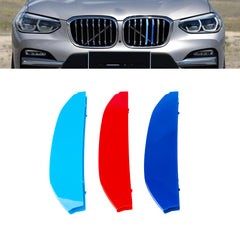 M-Colored Stripe Grille Insert Trims Compatible with BMW X3 G01 2018-2021 or X4 G02 2019-2021, Not fit for 2020 X4 M40i (7-Beams Standard Kidney Grille)