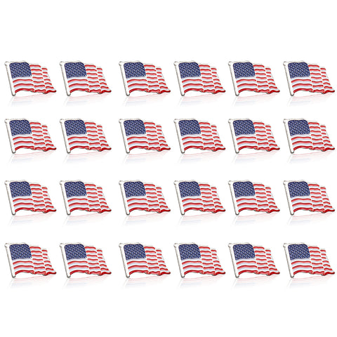 Silver American Flag Waving Lapel Pins, Patriotic US Flag Pins for National Day