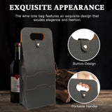 2-Bottle Leather Wine Tote Bag Protector Champagne Gift Bag with Handle For Gift