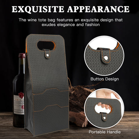 2-Bottle Leather Wine Tote Bag Protector Champagne Gift Bag with Handle For Gift