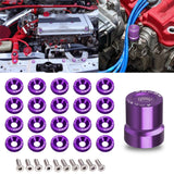 JDM VTEC Solenoid Valve Cover Cap Fender Bumper Engine Bay Washer Kit For Honda