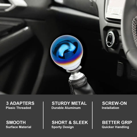 Universal Burnt Blue Alloy Round Ball Shape Car Gear Shift Knob Shifter Lever