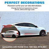 Car Side Skirt Stripe Vinyl Sticker Lower Door Panel Decal Molding Trim for Honda Civic 2016-2021, Black/Red