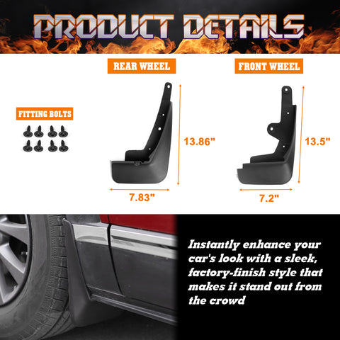 x xotic tech 4PCS Car Front & Rear Mud Flap Splash Guards Fender Flare Mudguard Dirt Slush Trap Protector w/Hardware Accessories Compatible with Mazda CX-30 CX30 2020 2021 2022 2023 2024 2025