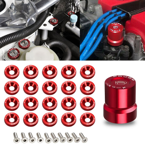 JDM VTEC Solenoid Valve Cover Cap Fender Bumper Engine Bay Washer Kit For Honda