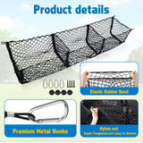 Heavy Duty Black Mesh 3 Pocket Trunk Cargo Organizer Bin Storage Net Holder