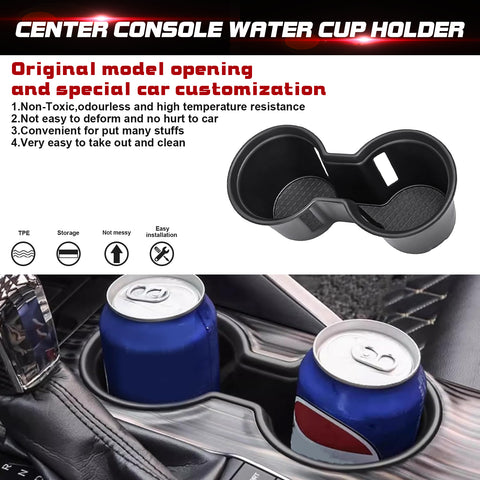 Black Center Console Dual Water Cup Holder Insert For Toyota Camry 2018-2024