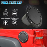 1 x Black Metal + ABS Fuel Door Gas Cap Lid Cover for Jeep Wrangler JK 2007-2018