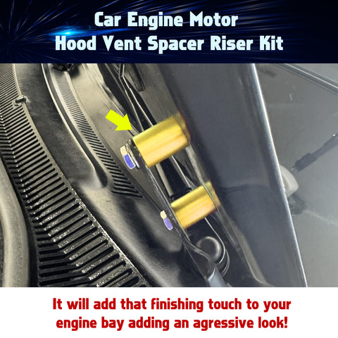 4Sets Steel Bulkhead Riser Kit, Engine Motor Hood Vent Spacer Riser, 1 inch 8mm Aluminum Alloy Engine Hood Ventilation Spacer for Auto Engine Turbo Swap