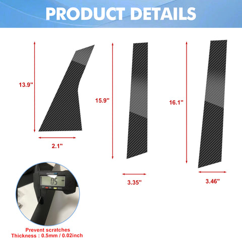 Carbon Fiber Style Window Pillar Post Trim Stickers For Honda Accord Sedan 18-22