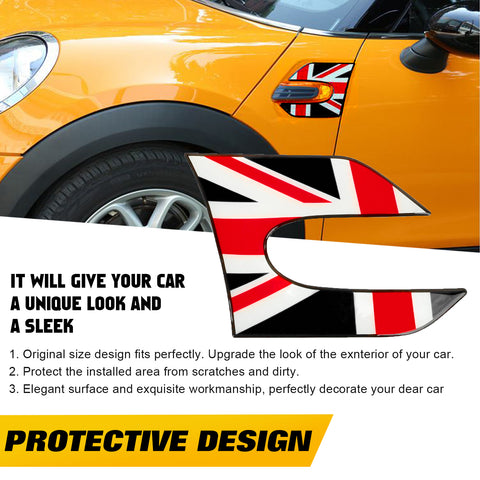 Black Union Jack Style Side Scuttles Trim Decor Sticker For Mini Cooper F55 F56