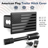 x xotic tech 2" American Flag Trailer Hitch Cover, Heavy Duty Carbon Steel Receivers Plug Cover with 5/8-Inch Anti-Theft Pin Diameter Trailer Hitch Lock For Pickup Trucks(5x3")