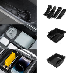 Click to enlarge Set Console Armrest Side Door Storage Organizer Pkg For Tesla Model Y 2021-2023