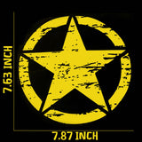 For Jeep Front Hood Sticker - Black/ White/ Yellow Army Military Star Vinyl Graphic Decal for Car Body Trunk Side Fender Door Bumper