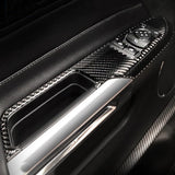 Carbon Fiber Handle Bowl + Window Lift Control Panel Cover For Mustang 2015-2022