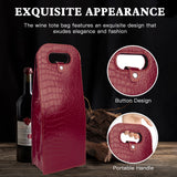 2-Bottle Leather Wine Tote Bag Protector Champagne Gift Bag with Handle For Gift